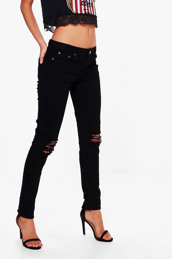 Tall Haddie Ripped Knee Black Skinny Jean